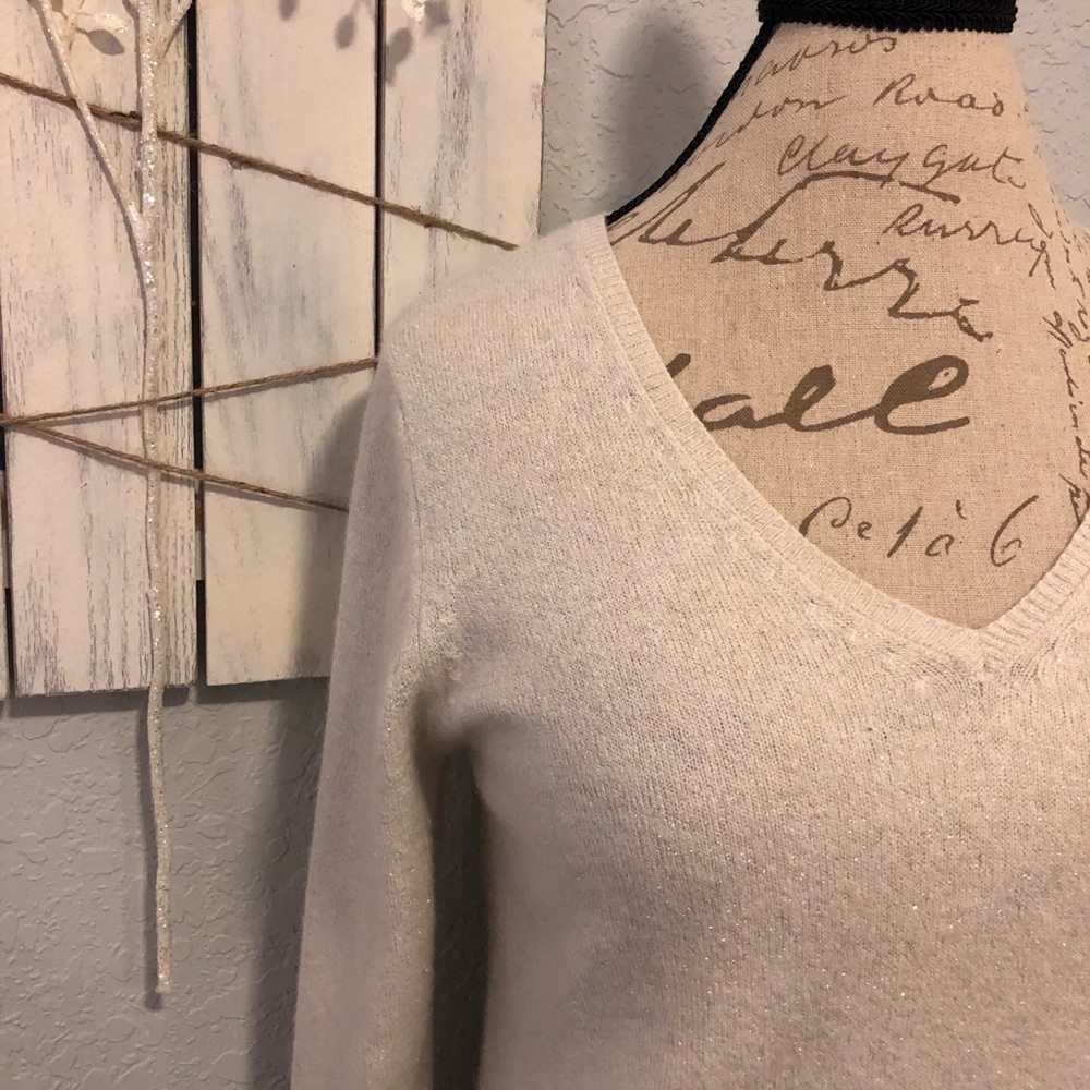 1[MassimoDutti] Italian yarn sparkly cream sweater - Picture 6 of 7
